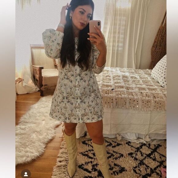 NWT WeWoreWhat Danielle Bernstein Floral Long Sleeve Mini Dress M - Picture 2 of 7